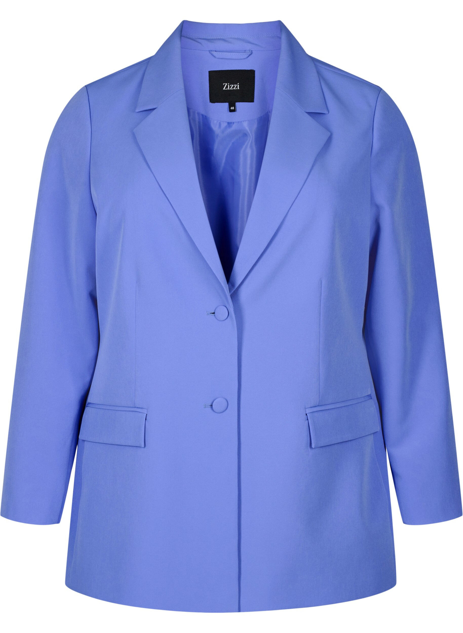 Zizzi Klassieke blazer met knoopsluiting, Wedgewood, Packshot image number 0