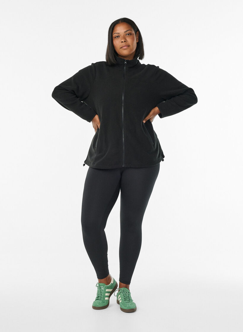 Fleece jack met zakken, Zwart, Model image number 1