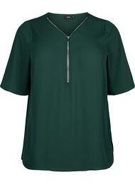 V-hals blouse met rits, Scarab