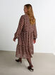 Jurk met all-overprint en een rucheslaag, Bruin, Model image number 1