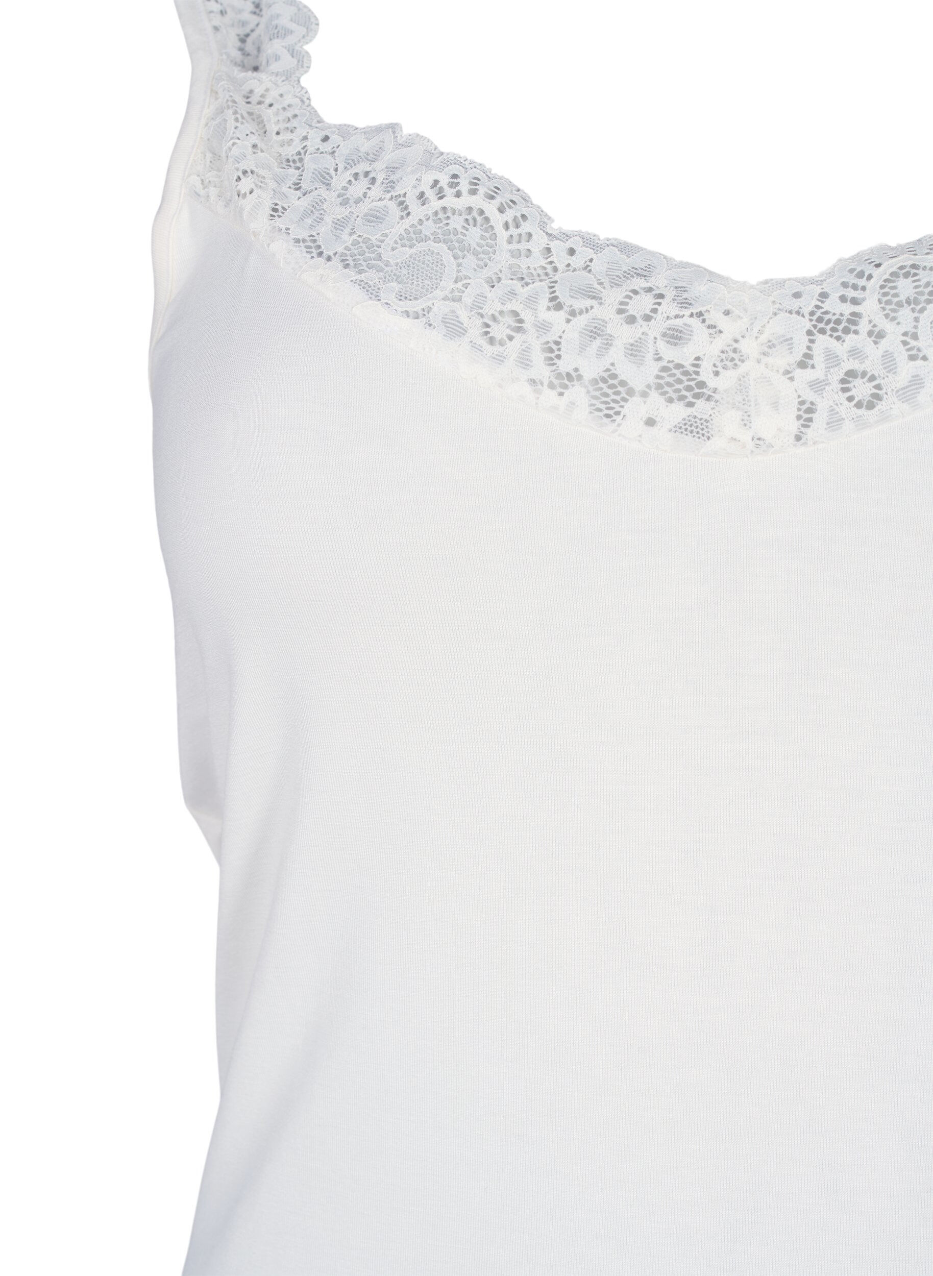 ZizziTop van viscose met kanten rand, Vanille, Packshot image number 2