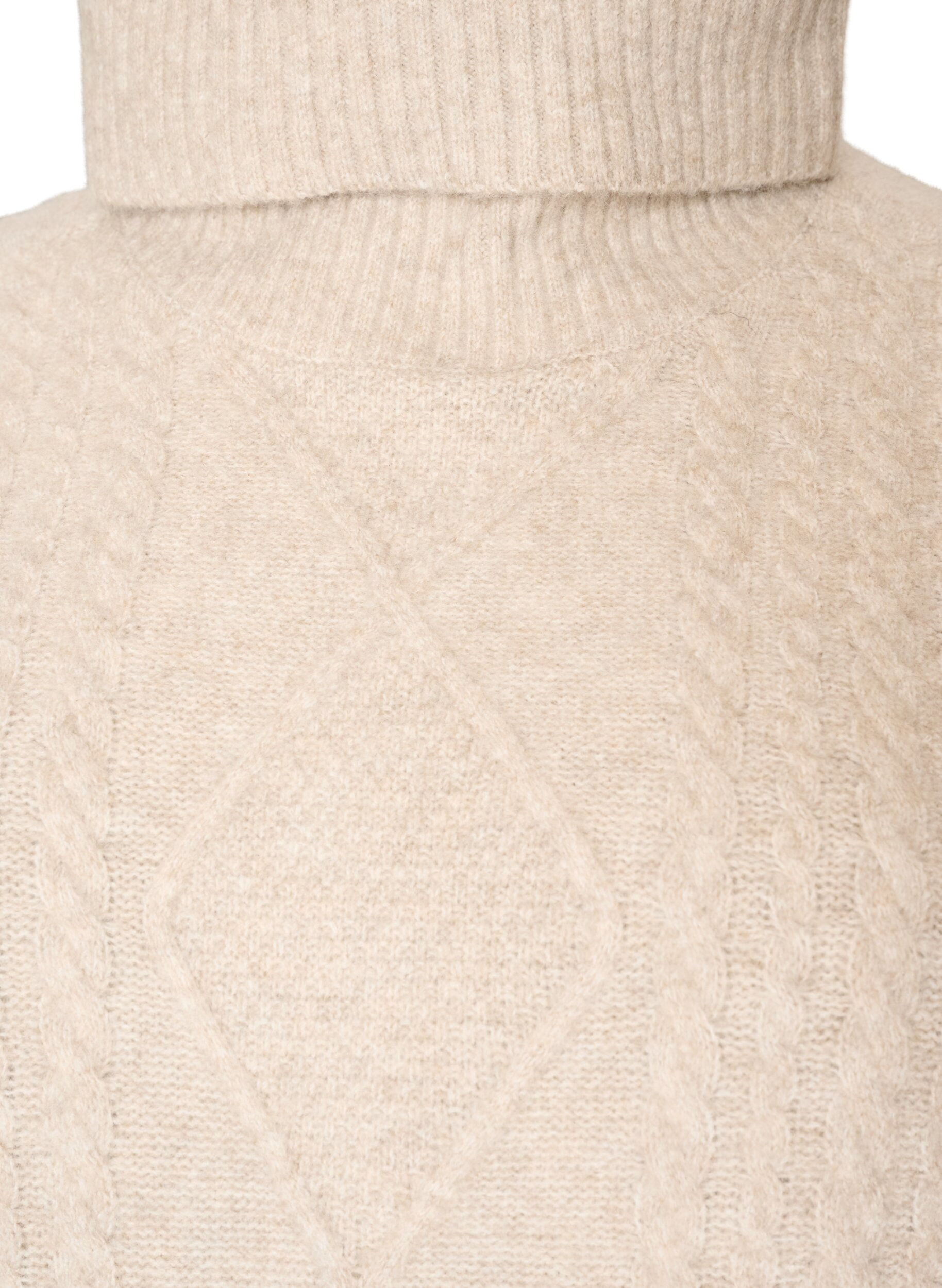 ZizziGebreid vest met col en kabelpatroon, Beige, Packshot image number 2