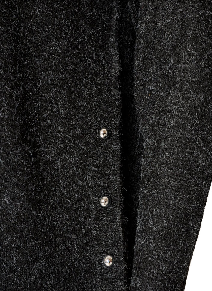 Lange gebreide blouse met balknopen, Grijs, Packshot image number 3