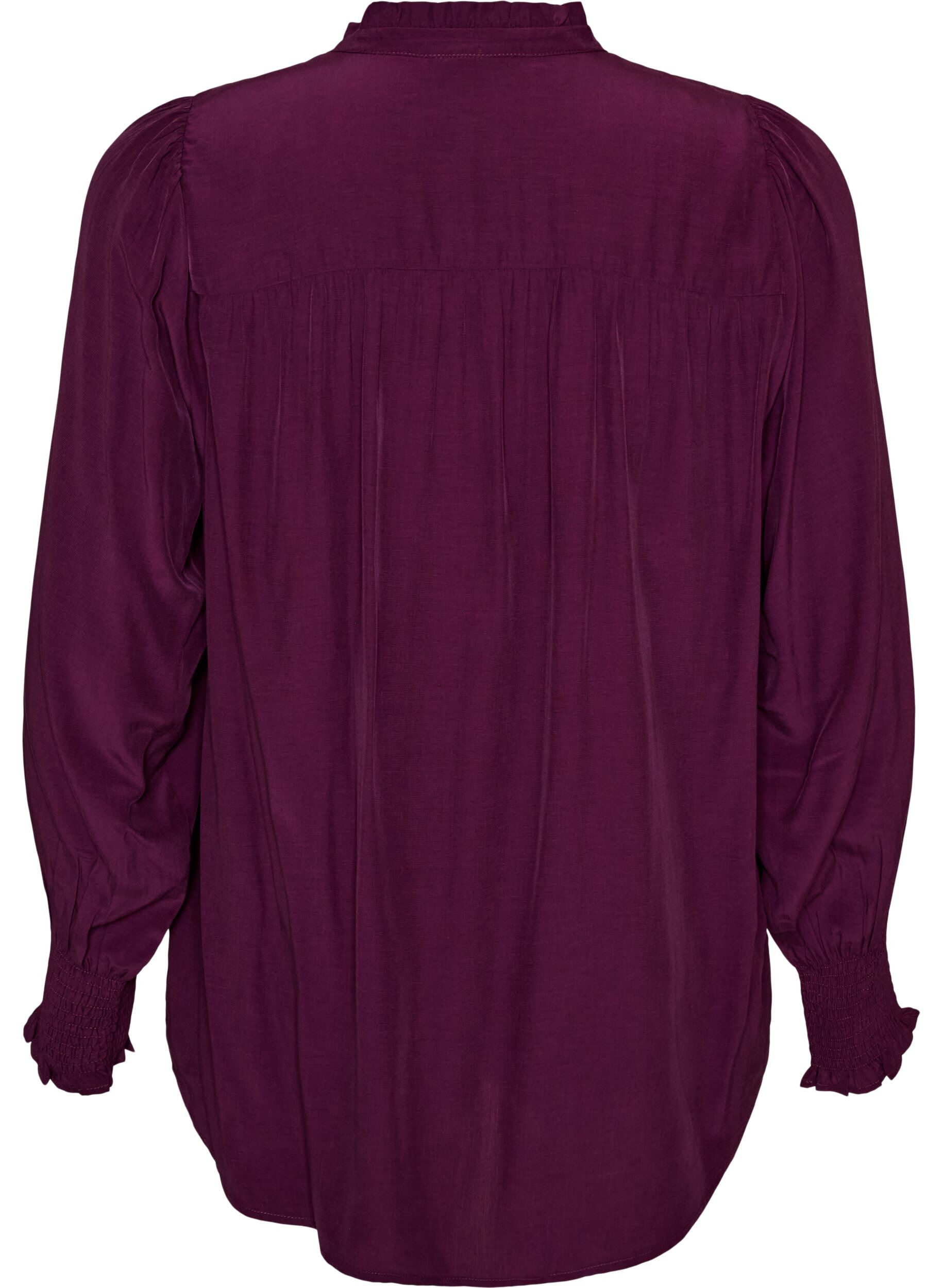 ZizziBlouse met ruches kraag en plooien, Paars, Packshot image number 1