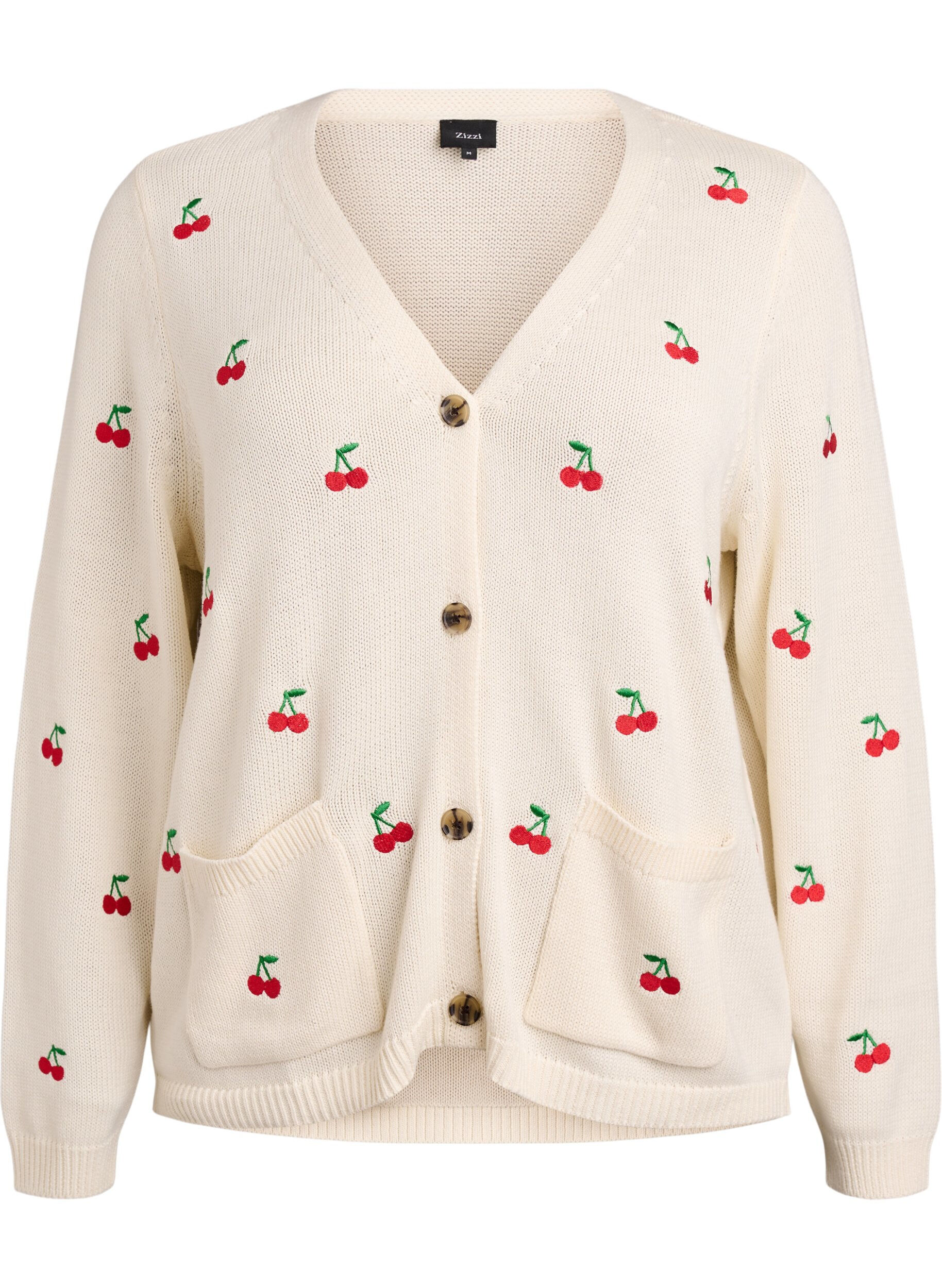 Gebreid vest met kersenborduursel