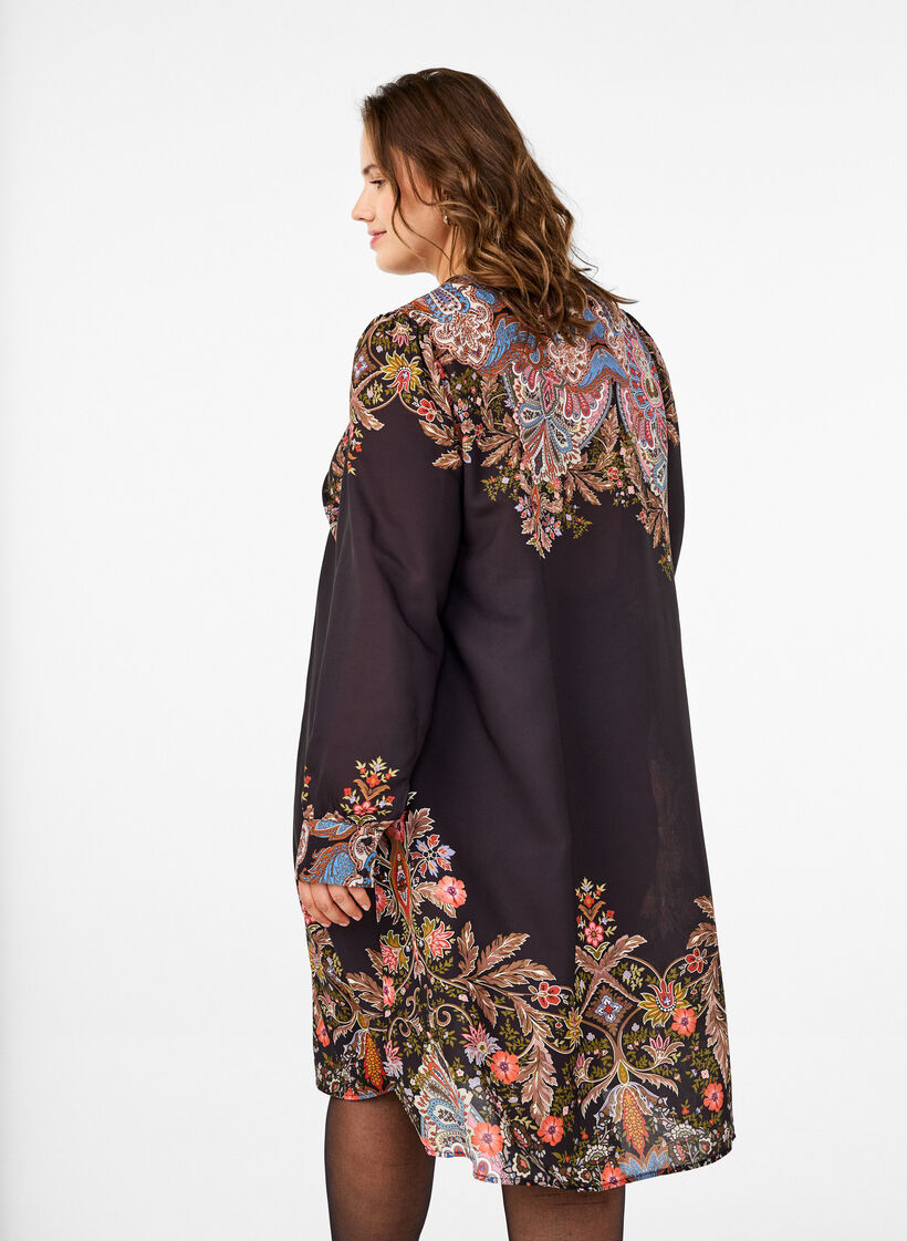 Midi-jurk met paisleyprint, Black Paisley, Model image number 1