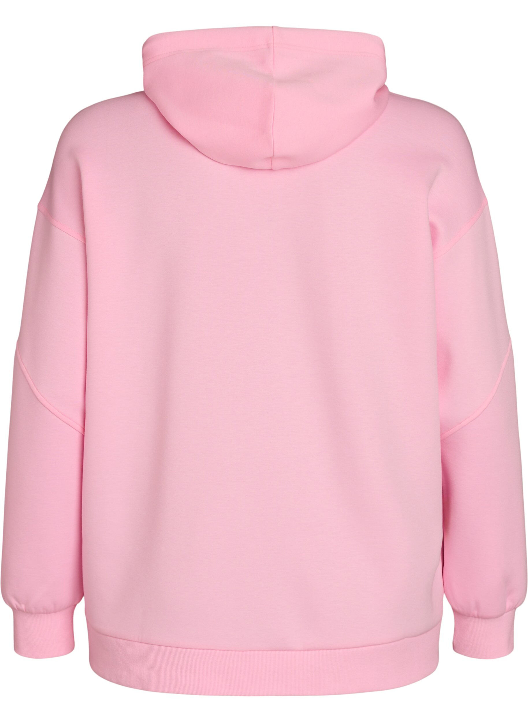 Zizzi Sportieve scuba hoodie met decoratieve stiksels, Roze, Packshot image number 1