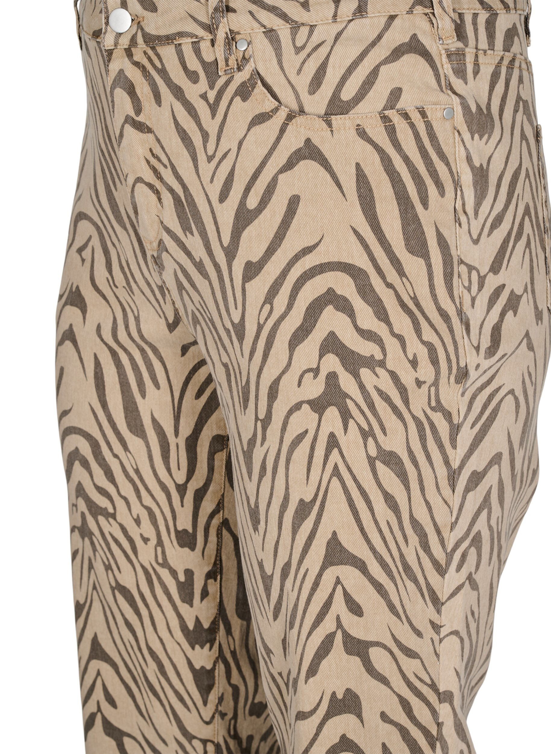Zizzi Straight-fit jeans met zebraprint, Bruin, Packshot image number 2