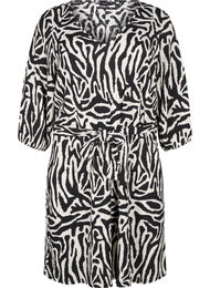 Jurk met 3/4 mouwen en zebraprint, Zwart