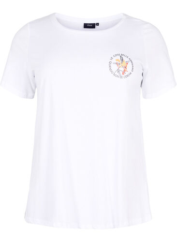 Katoenen t-shirt met opdruk op de voorkant, White Chest Print, Packshot image number 0