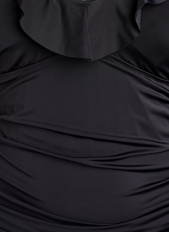 Badpak met ruches en uitneembare inzetstukken, Zwart, Packshot image number 2