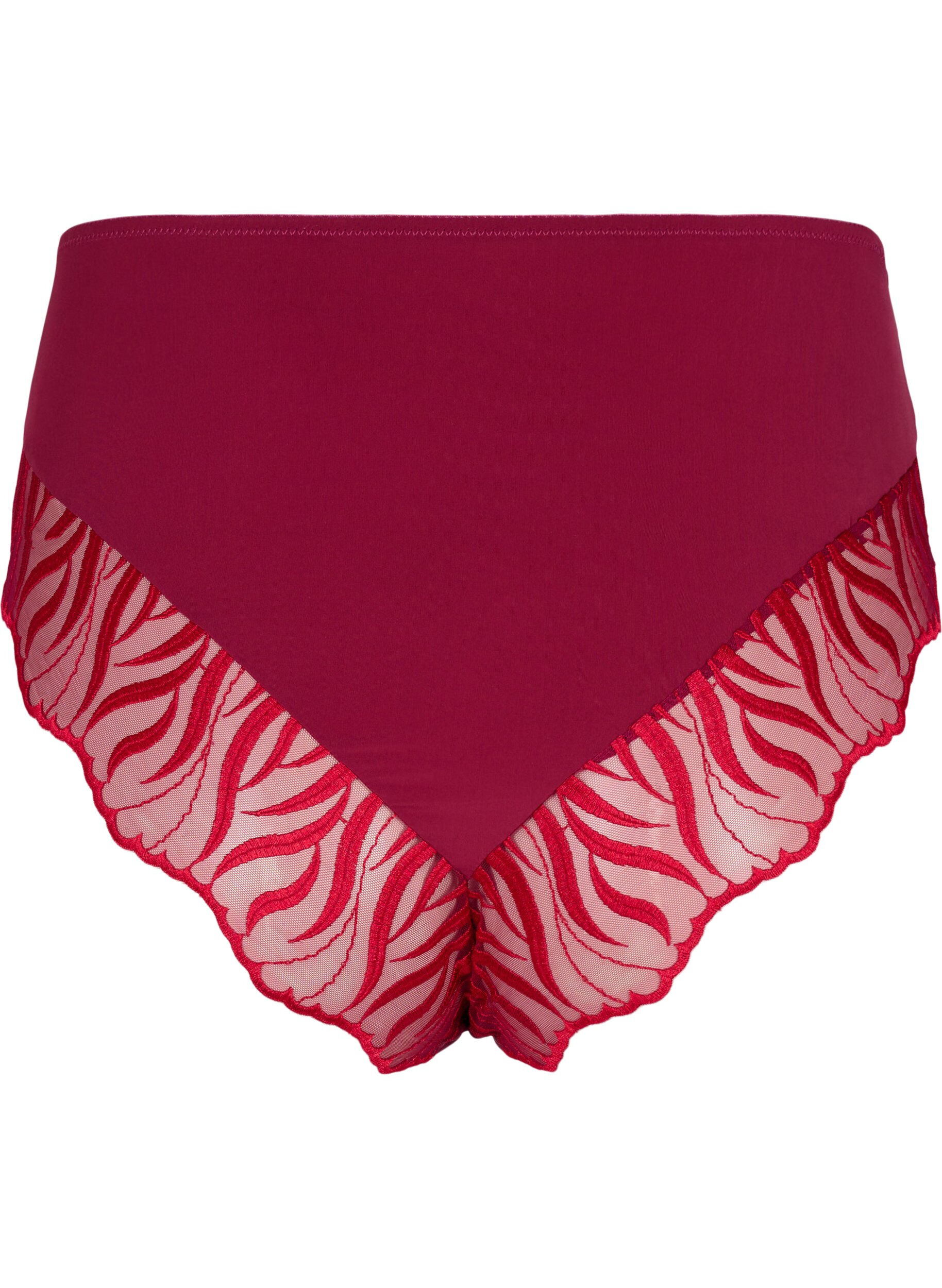 Zizzi Tai slip met borduursel en normale taille, Rood, Packshot image number 1