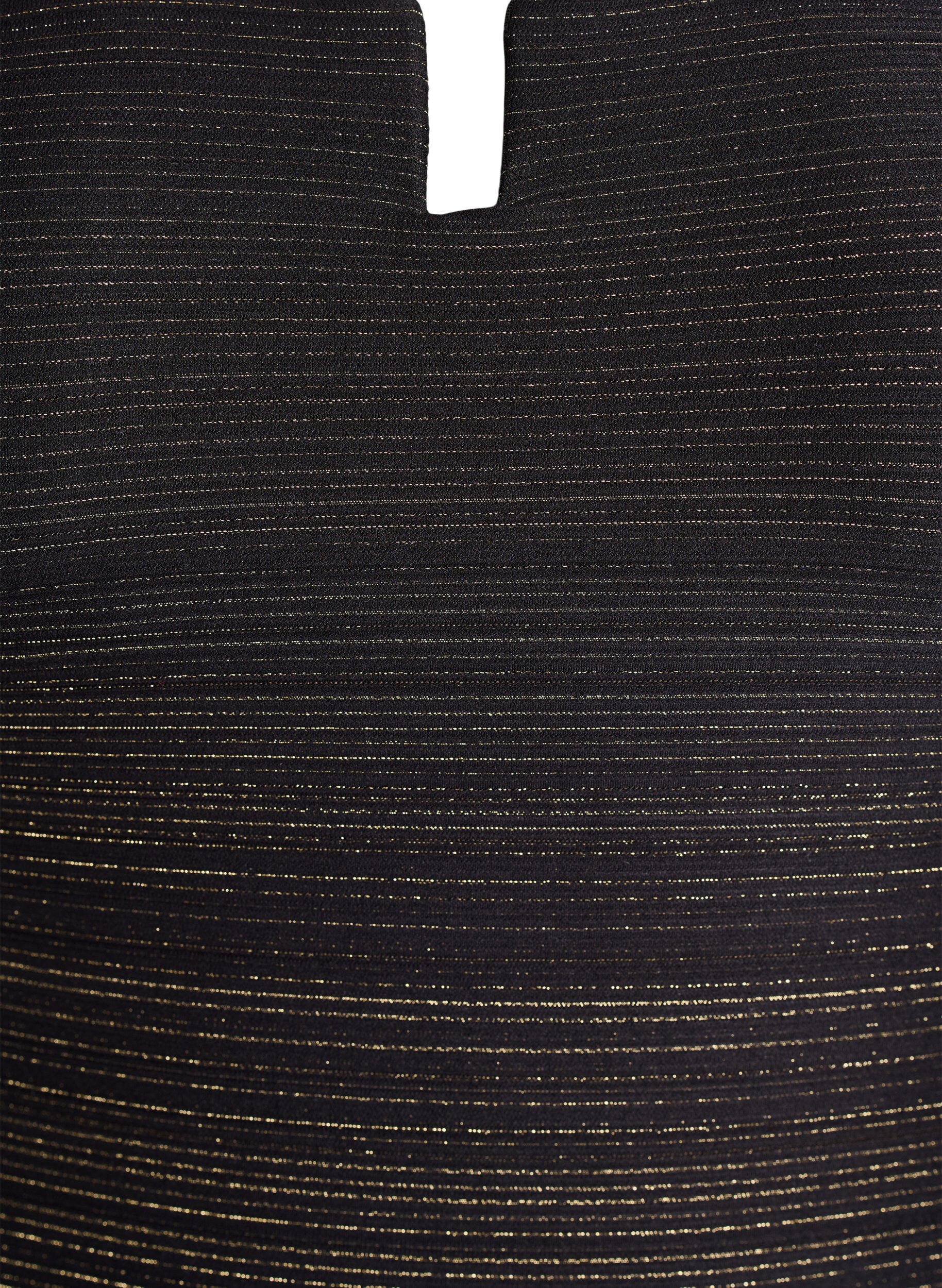 Zizzi Badpak met gestructureerde streep en detail aan de voorkant, Zwart, Packshot image number 2