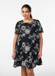 Viscose jurk met snijlijn, Zwart, Model image number 0