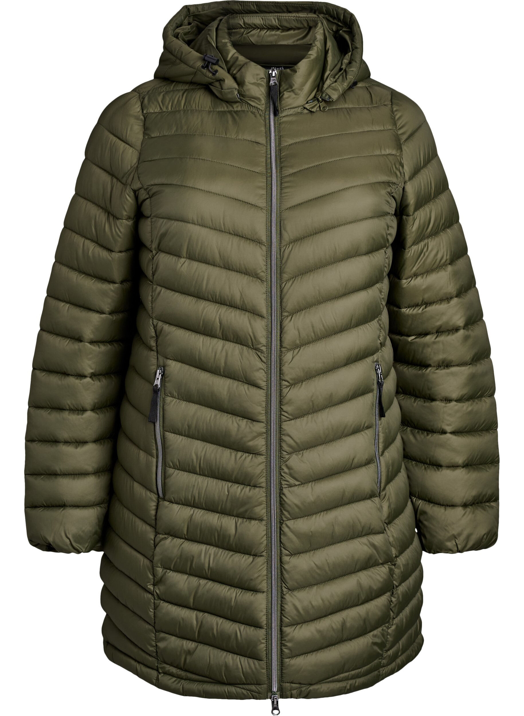 ZizziLichtgewicht jas met zakken en een afneembare capuchon, Groen, Packshot image number 0