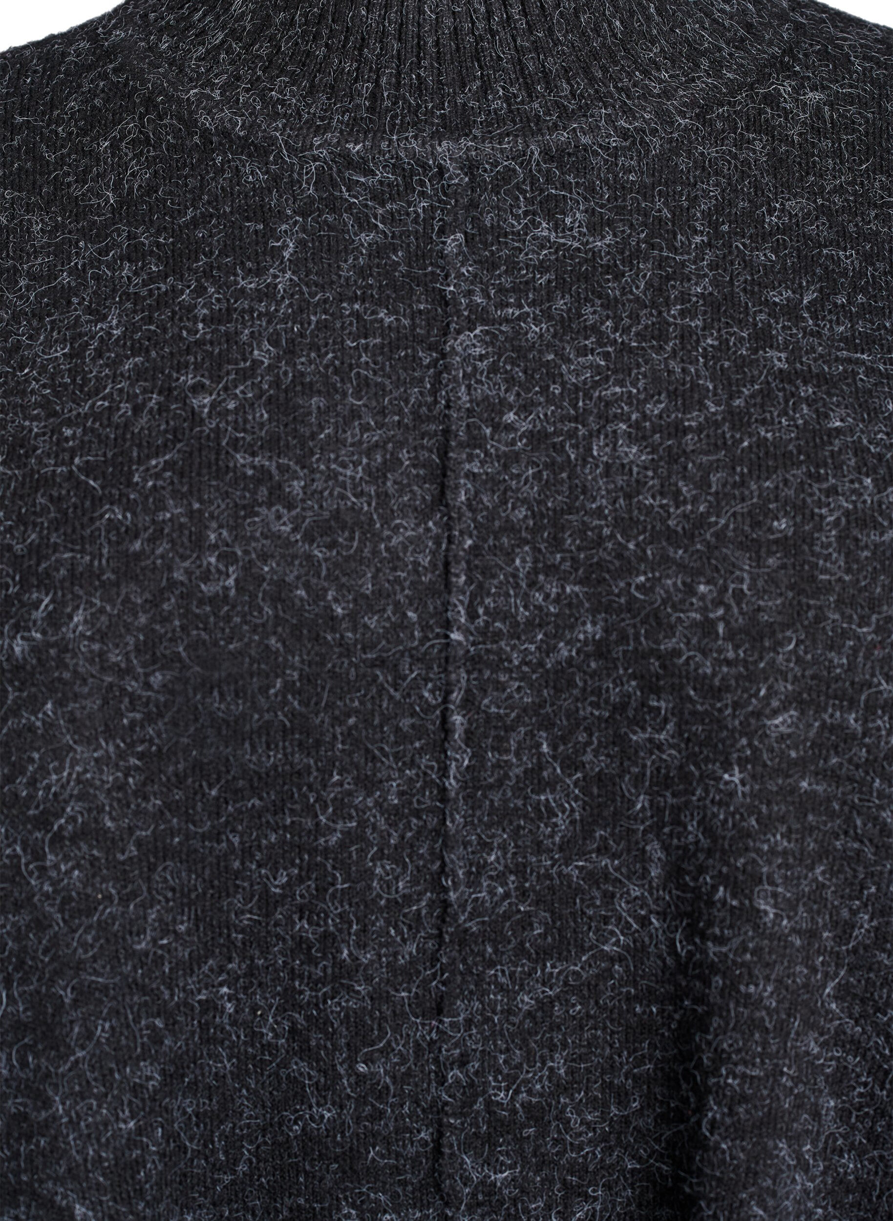 Zizzi Poncho met geribde details en een ronde hals, Grijs, Packshot image number 2