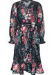 Bloemen midi-jurk met geweven textuur en strikceintuur, Zwart, Packshot image number 0
