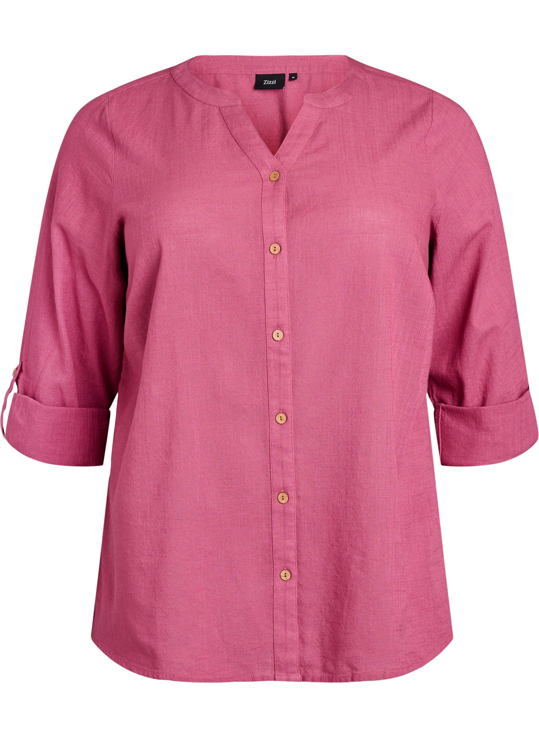 Zizzi Katoenen blouse met een V-hals, Rood, Packshot image number 0
