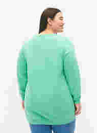 Lang sweatshirt met tekstopdruk, Neptune Green , Model