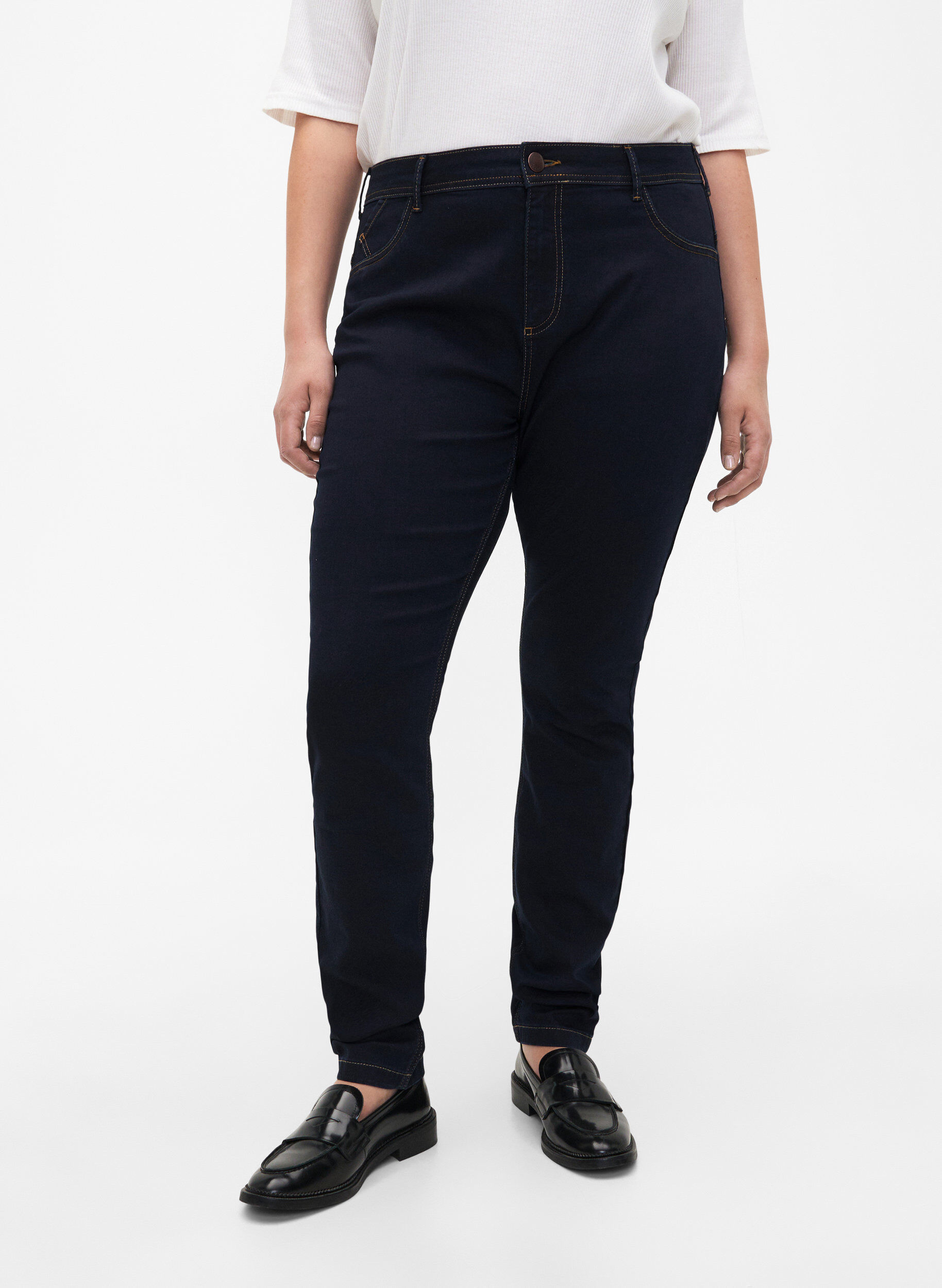 Zizzi Extra slim fit Amy jeans met hoge taille, Blauw, Model image number 2