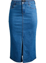 FLASH - Halflange denimrok met een voorsplit, Blauw