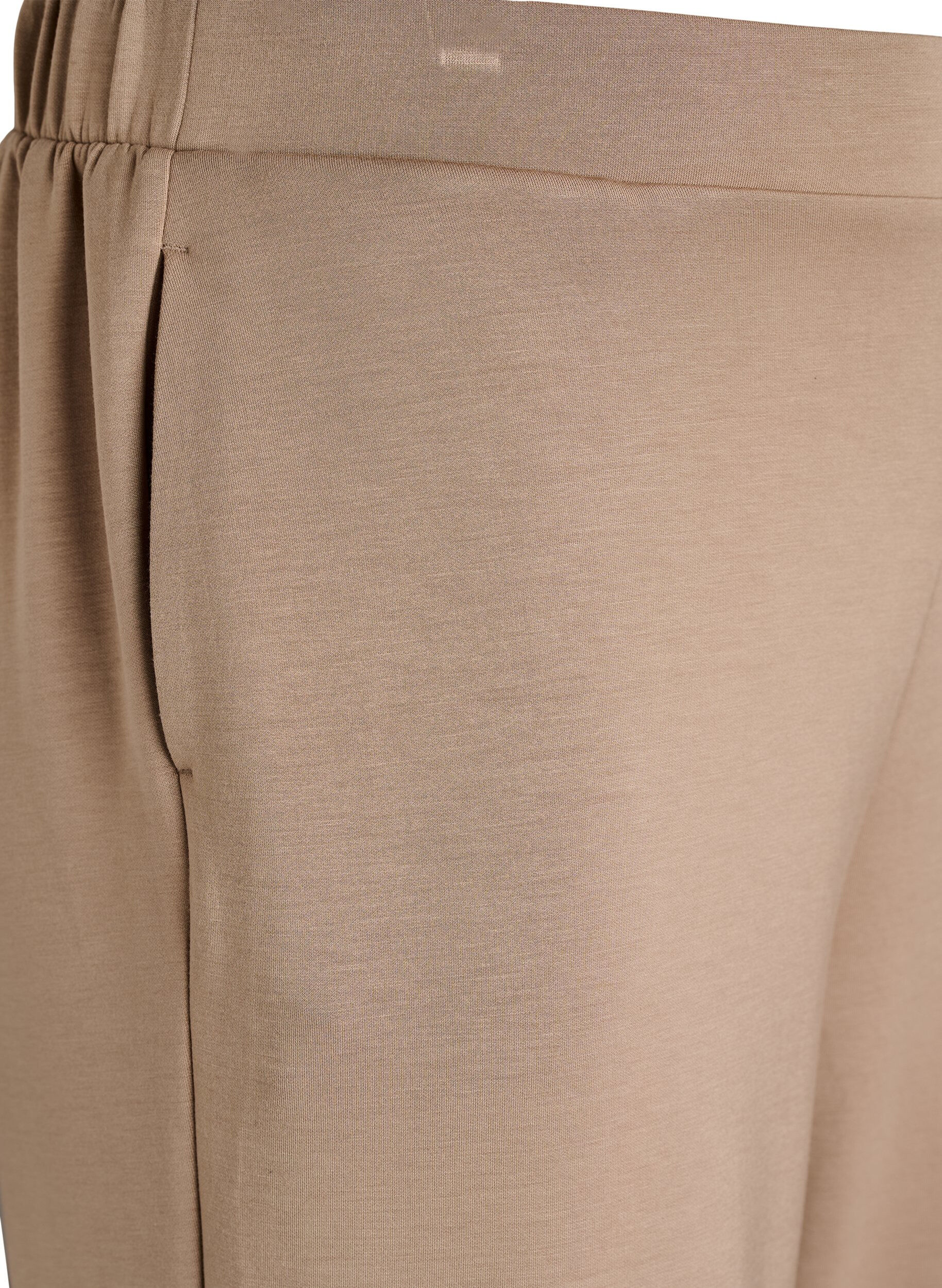 Zizzi High-waist loungebroek met rechte pijpen, Beige, Packshot image number 2