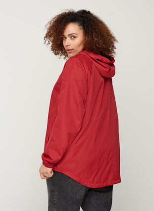 Korte jas met ritssluiting en capuchon, Rio Red, Model image number 1