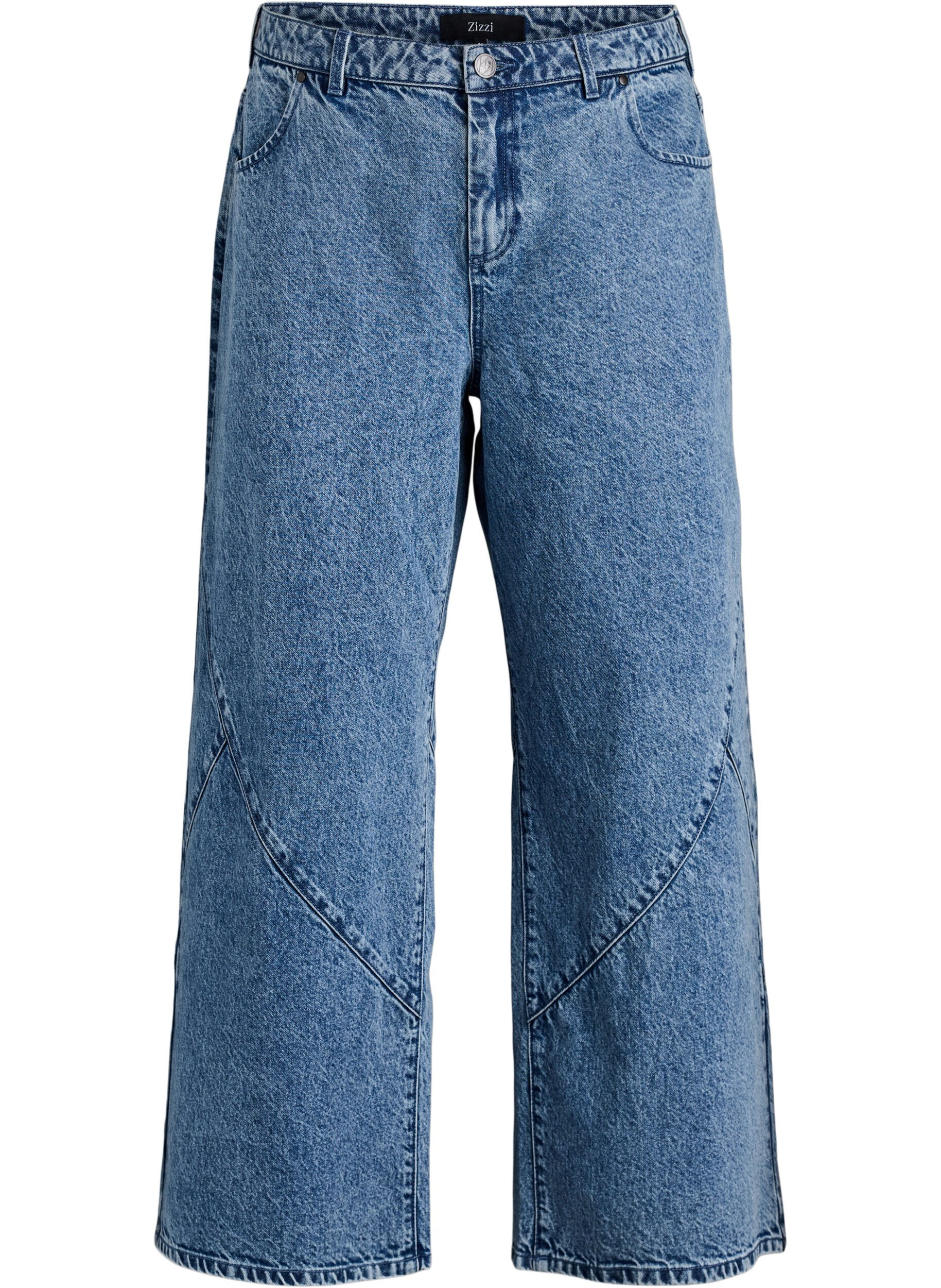 ZizziWide fit jeans met naaddetails, Blauw, Packshot image number 0