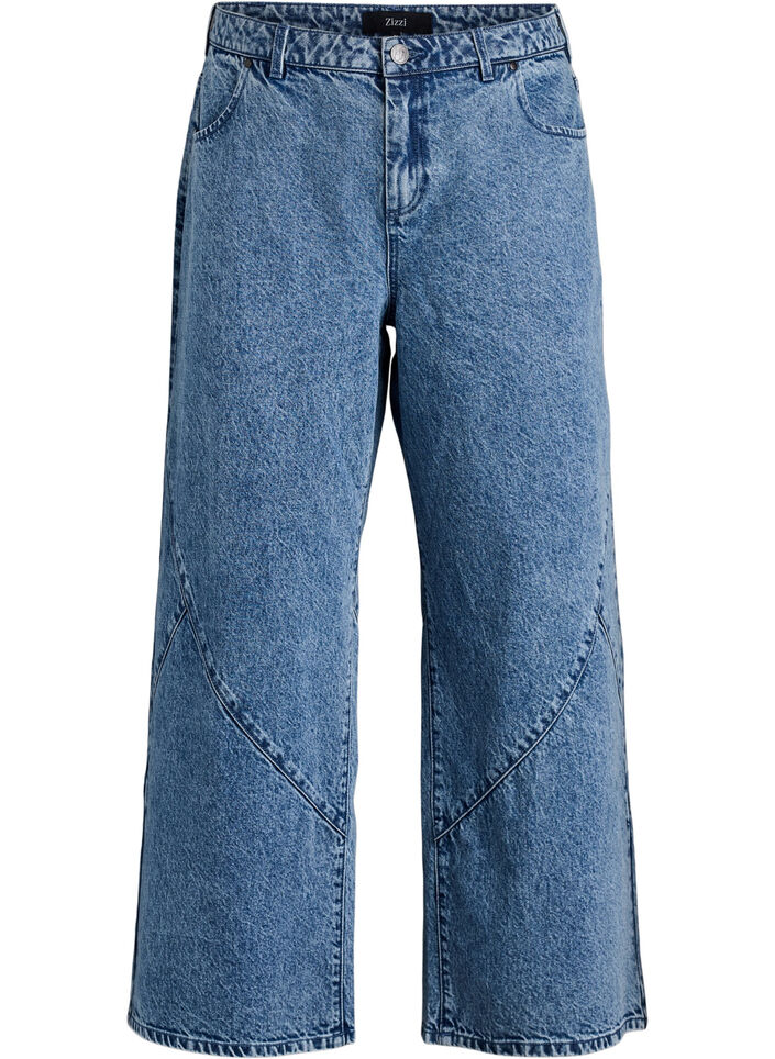 Wide fit jeans met naaddetails, Blauw, Packshot image number 0