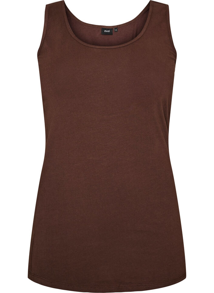 Effen basic top in katoen, Bruin, Packshot image number 0