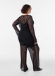 Transparante wijde kanten broek, Zwart, Model image number 1