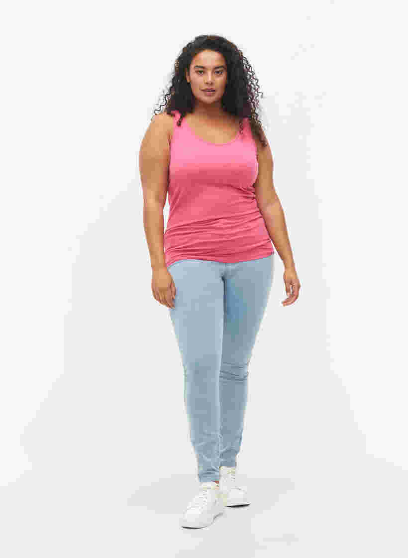 Effen gekleurd basic top in katoen, Hot Pink, Model image number 2