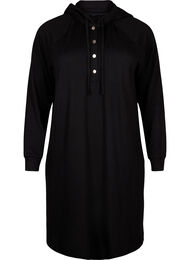 Sweaterjurk met lange mouwen en capuchon, Black