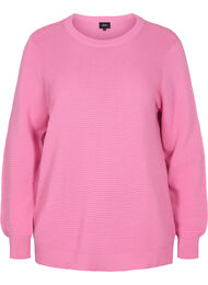 Gebreide blouse met lange mouwen van biologisch katoen, Wild Orchid