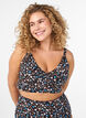 Bloemen bikinitop met ruches, Bruin, Model image number 0