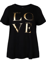 Katoenen t-shirt met korte mouwen en opdruk, Black Love