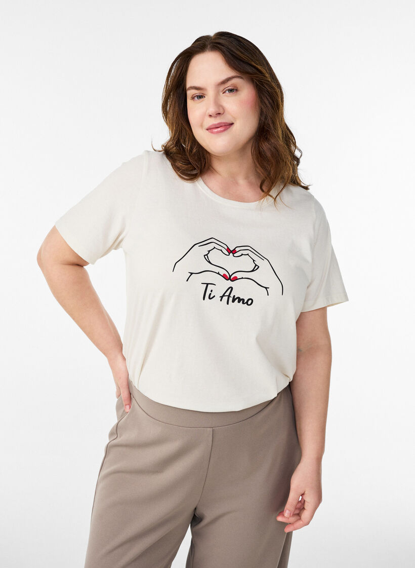 T-shirt met print, Wit, Model image number 0