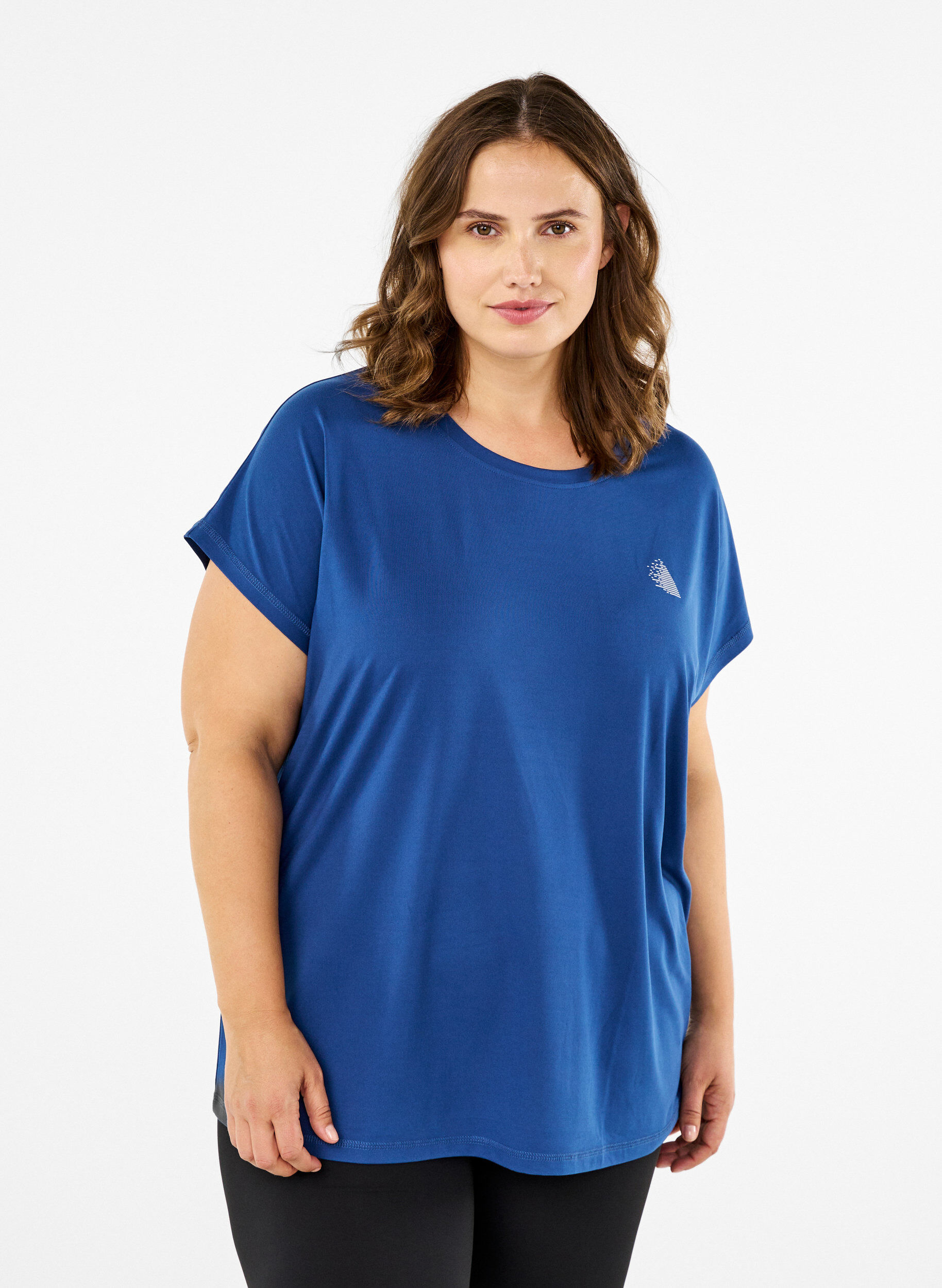 Zizzi Effen gekleurd T-shirt voor sporten, Blauw, Model image number 0
