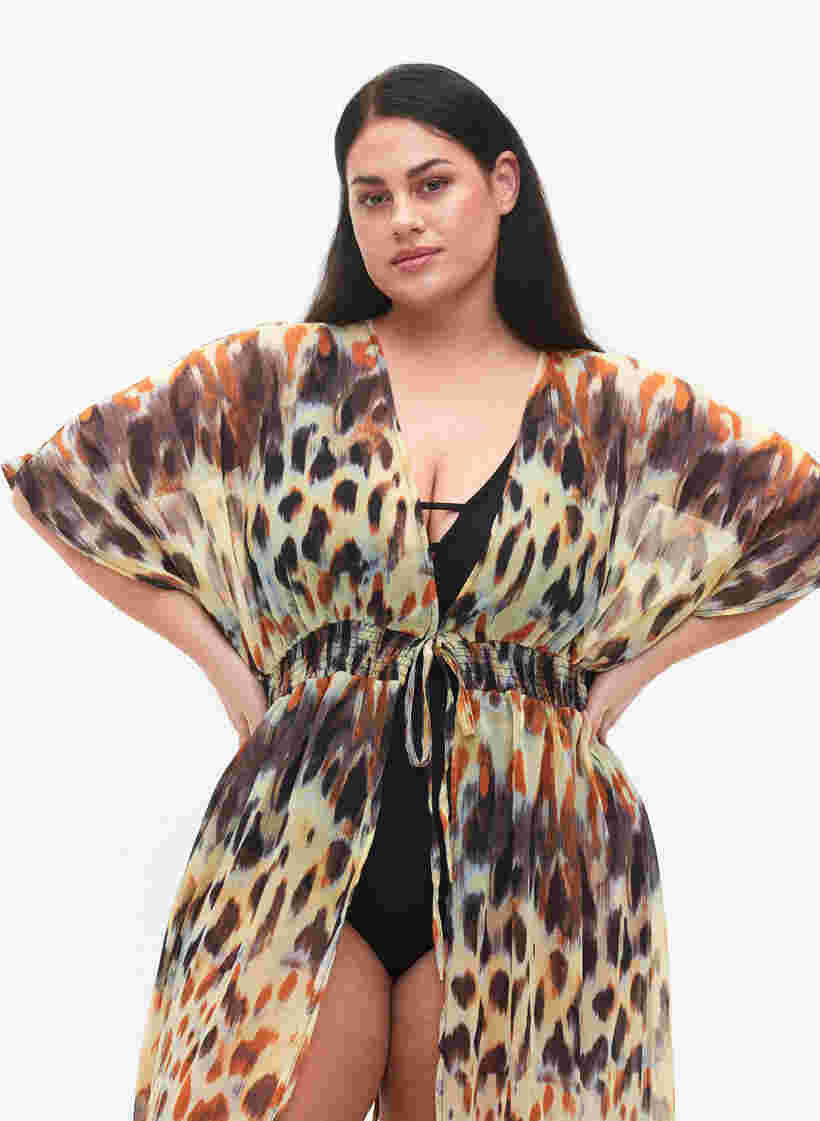 Strand kimono met opdruk, Abstract Leopard, Model image number 2