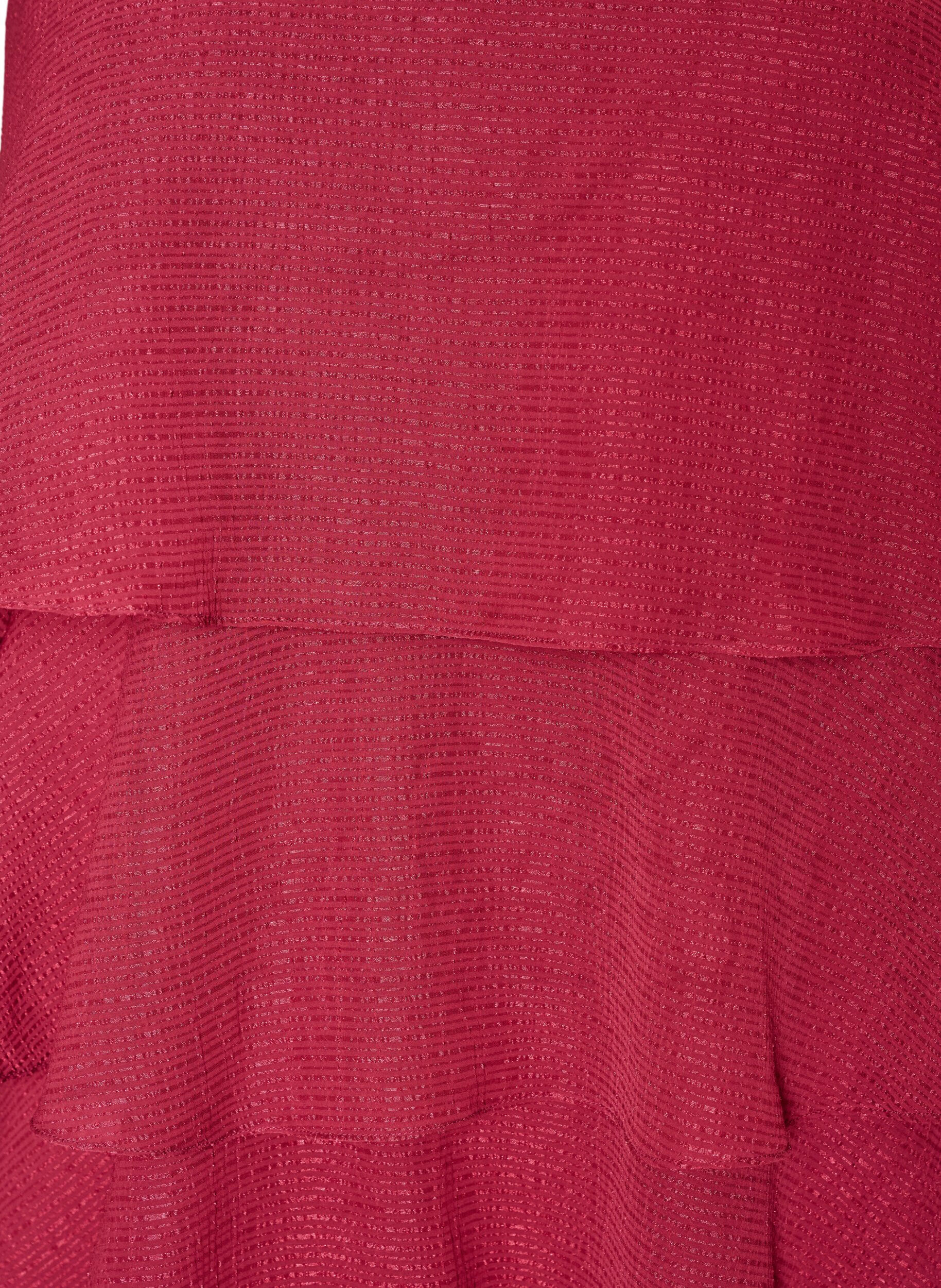 ZizziGelaagde jurk met ruches en spaghettibandjes, Rood, Packshot image number 2