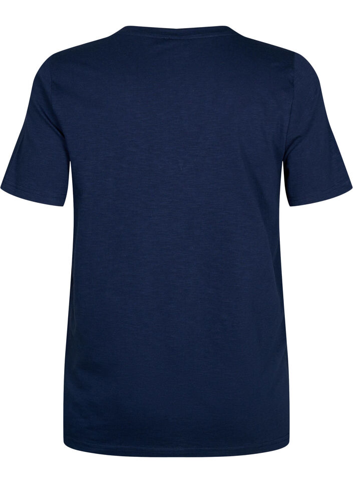 Basic t-shirt met korte mouwen en V-hals, Blauw, Packshot image number 1
