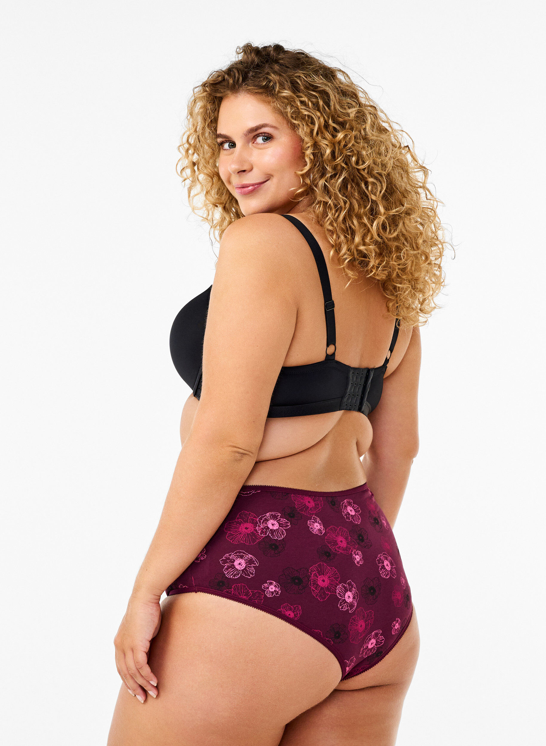 Zizzi 7-pack hipsterslip met normale taille, Donker Bordeaux, Model image number 1