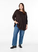 Gebreide blouse met knoopsluiting aan de zijkant, Bruin, Model image number 1