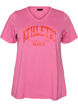 Biologisch katoenen T-shirt met varsity print en V-hals, Roze, Packshot image number 0
