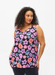 Gebloemde top met V-hals, Black Big Flower AOP, Model image number 0