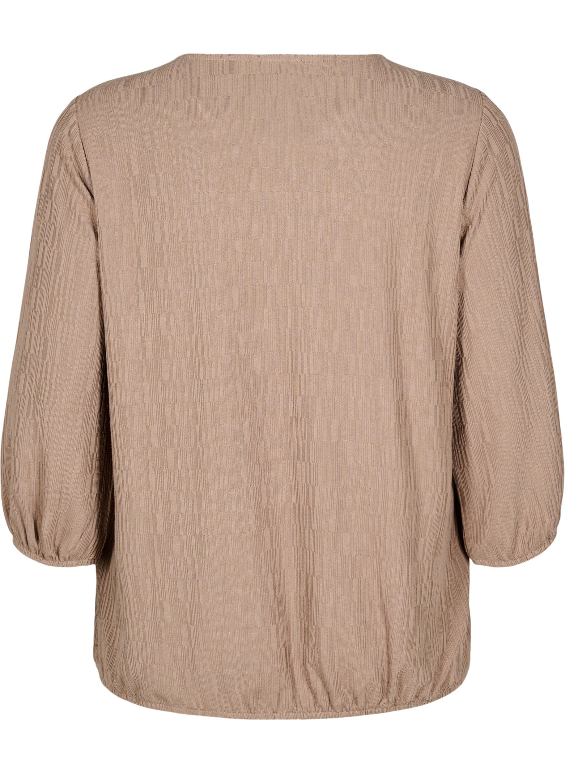 Zizzi Blouse met textuur en 3/4 mouwen, Bruin, Packshot image number 1