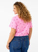 T-shirt van biologisch katoen met geborduurde lippen, Rose Bl. Lips Emb. , Model image number 1