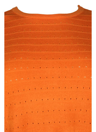 Strukturmønstret strikbluse med rund hals, Vibrant Orange, Packshot image number 2