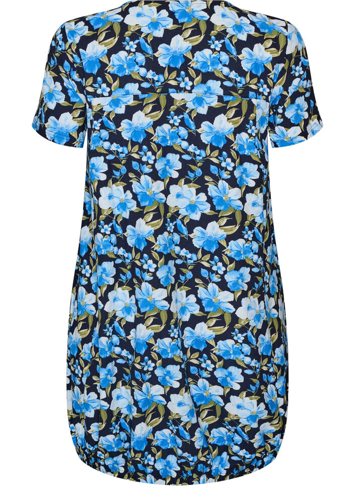 Katoenen jurk met korte mouwen en print, Blauw, Packshot image number 1