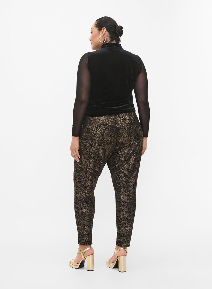 Maddison broek met goudkleur en zakken, Black w. Gold, Model image number 1